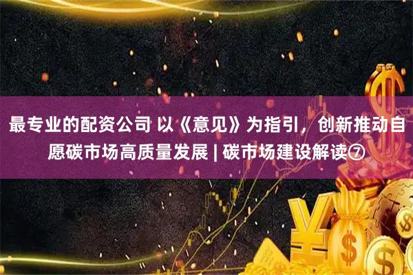 最专业的配资公司 以《意见》为指引，创新推动自愿碳市场高质量发展 | 碳市场建设解读⑦